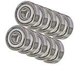 F608ZZ Pack of 10 Flanged Shielded Bearing 8x22x7 Miniature